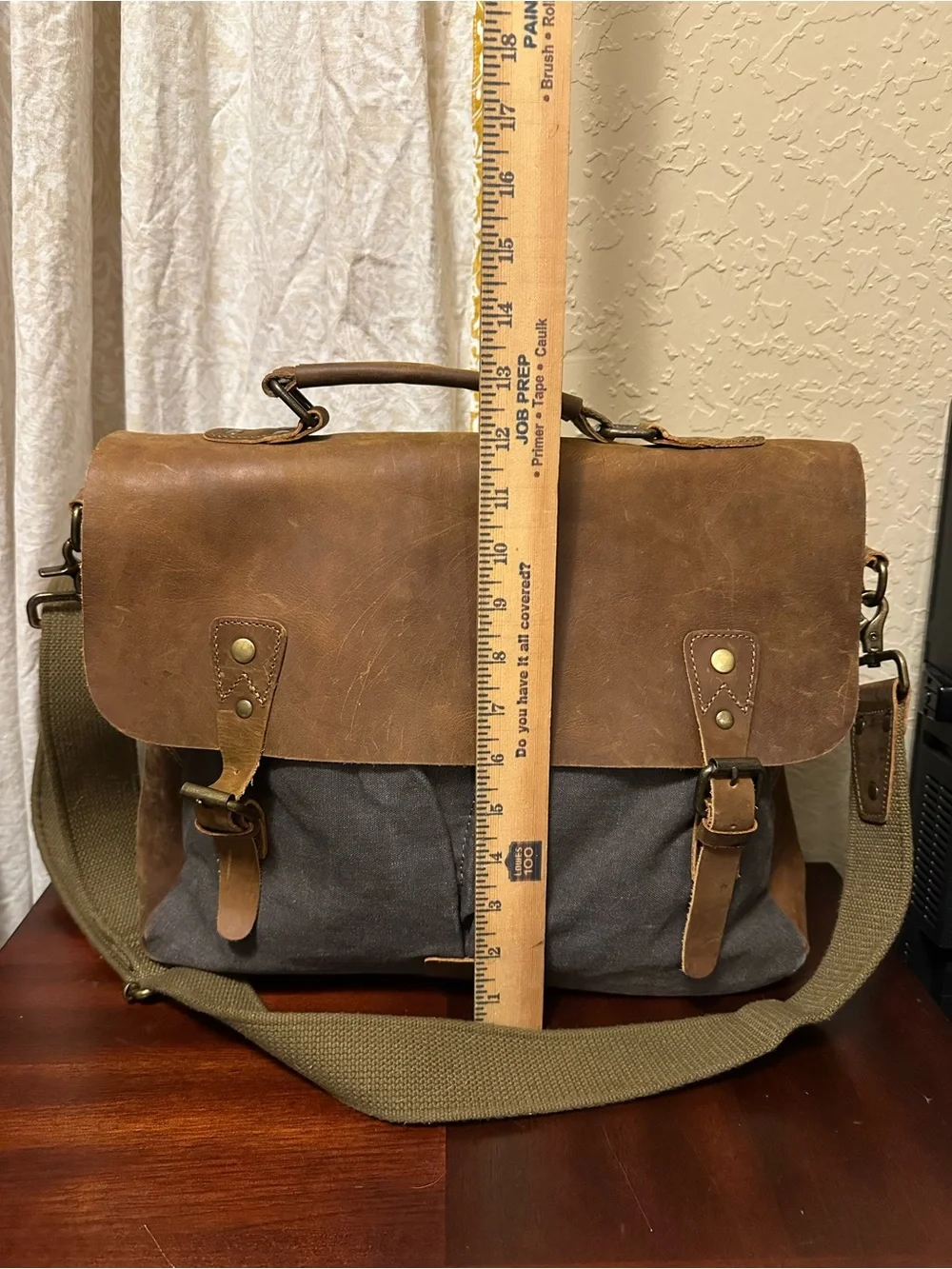 Gootium Vintage Canvas Leather Shoulder/Messenger computer Bag, Khaki 15X12